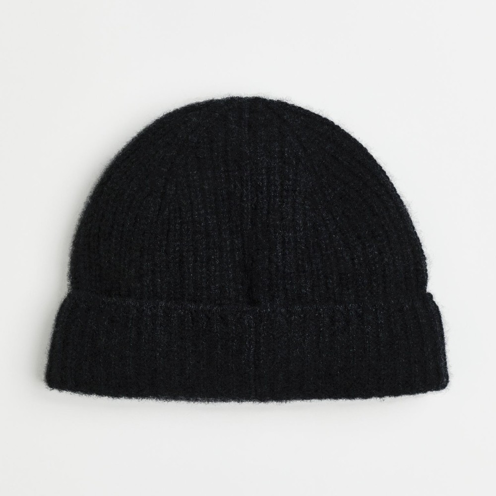 Шапка H&M Rib-knit Cashmere, черный шапка из кашемира marc