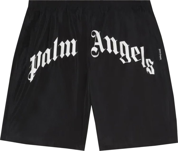 цена Шорты Palm Angels Curved Logo Swim Short 'Black/White', черный