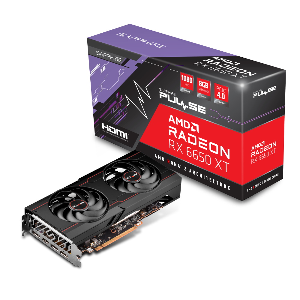 Видеокарта Sapphire Pulse AMD Radeon RX 6650 XT, 8ГБ, черный видеокарта sapphire radeon rx 6600 pulse 8192mb 11310 01 20g