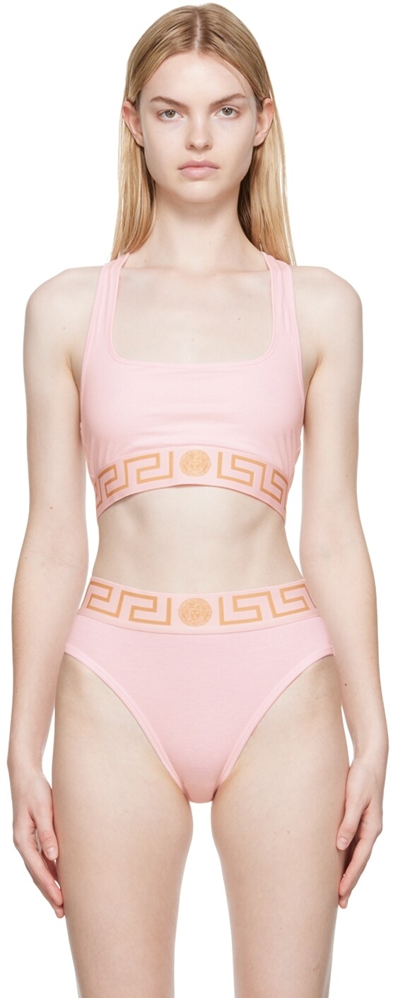 

Розовый бюстгальтер с каймой Greca Versace Underwear