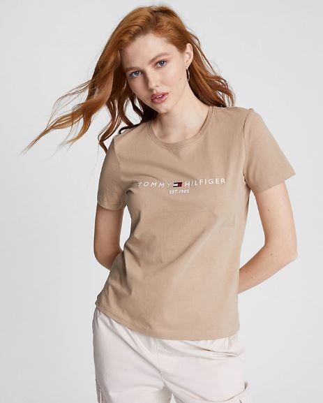 

Футболка с логотипом Tommy Hilfiger Tommy Logo, бежевый