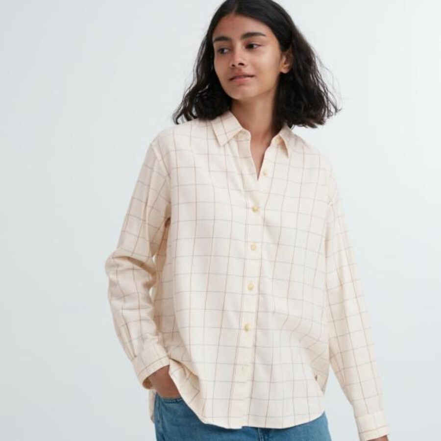 

Рубашка Uniqlo Soft Brushed, молочно-белый