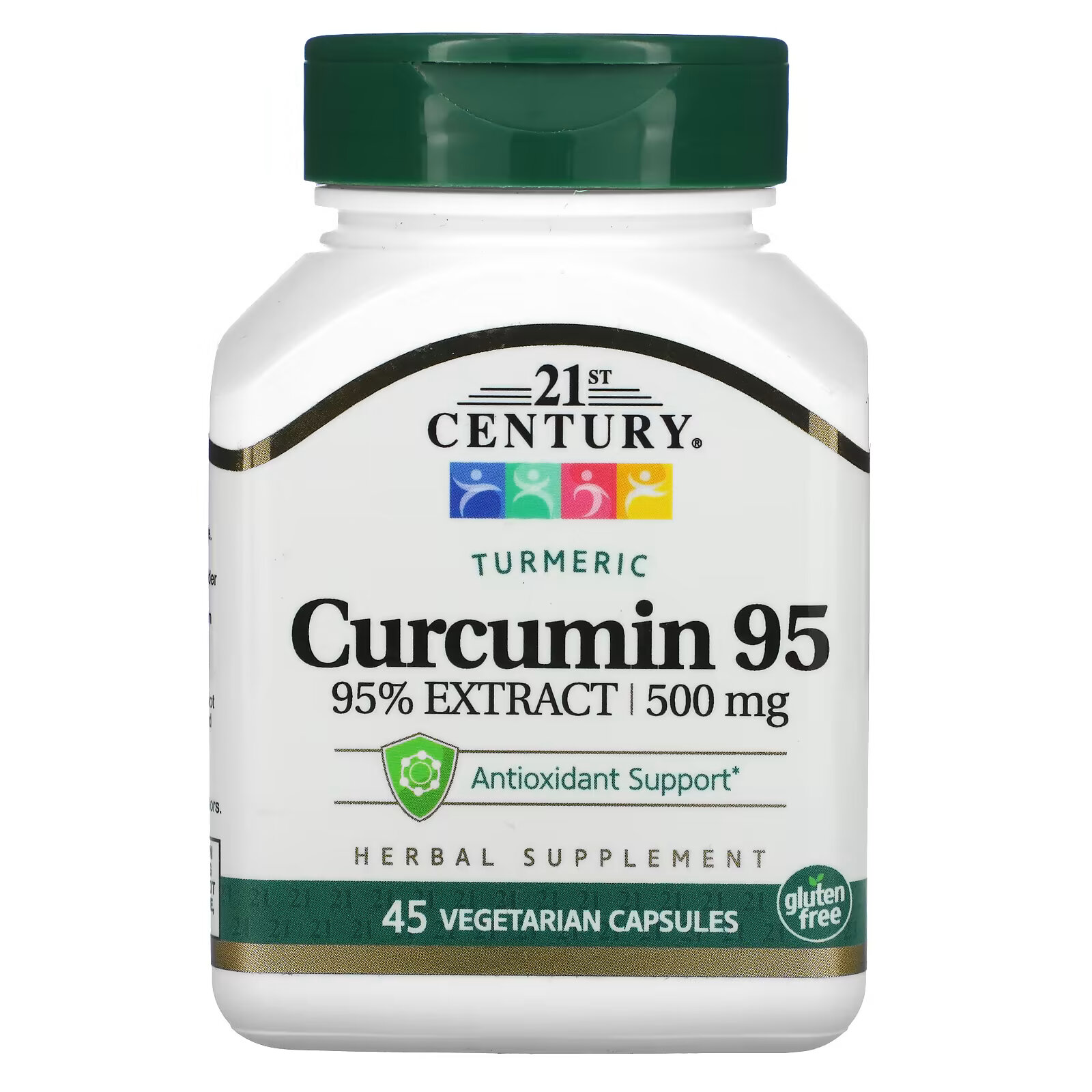 21st Century, куркумин 95, 500 мг, 45 вегетарианских капсул 21st century корица 500 мг 120 вегетарианских капсул