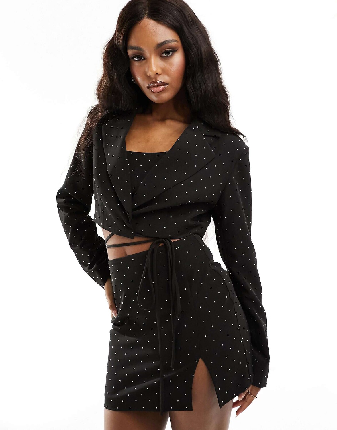 

Черный укороченный пиджак ASOS Coord Hotfix Hotfix