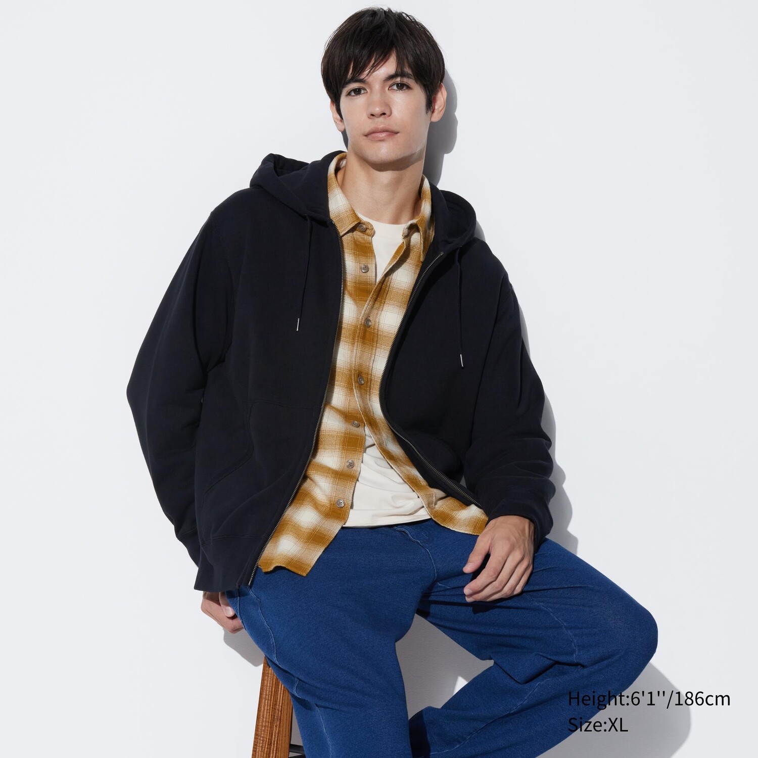 

Толстовка с длинными рукавами и молнией во всю длину Sweat UNIQLO, черный