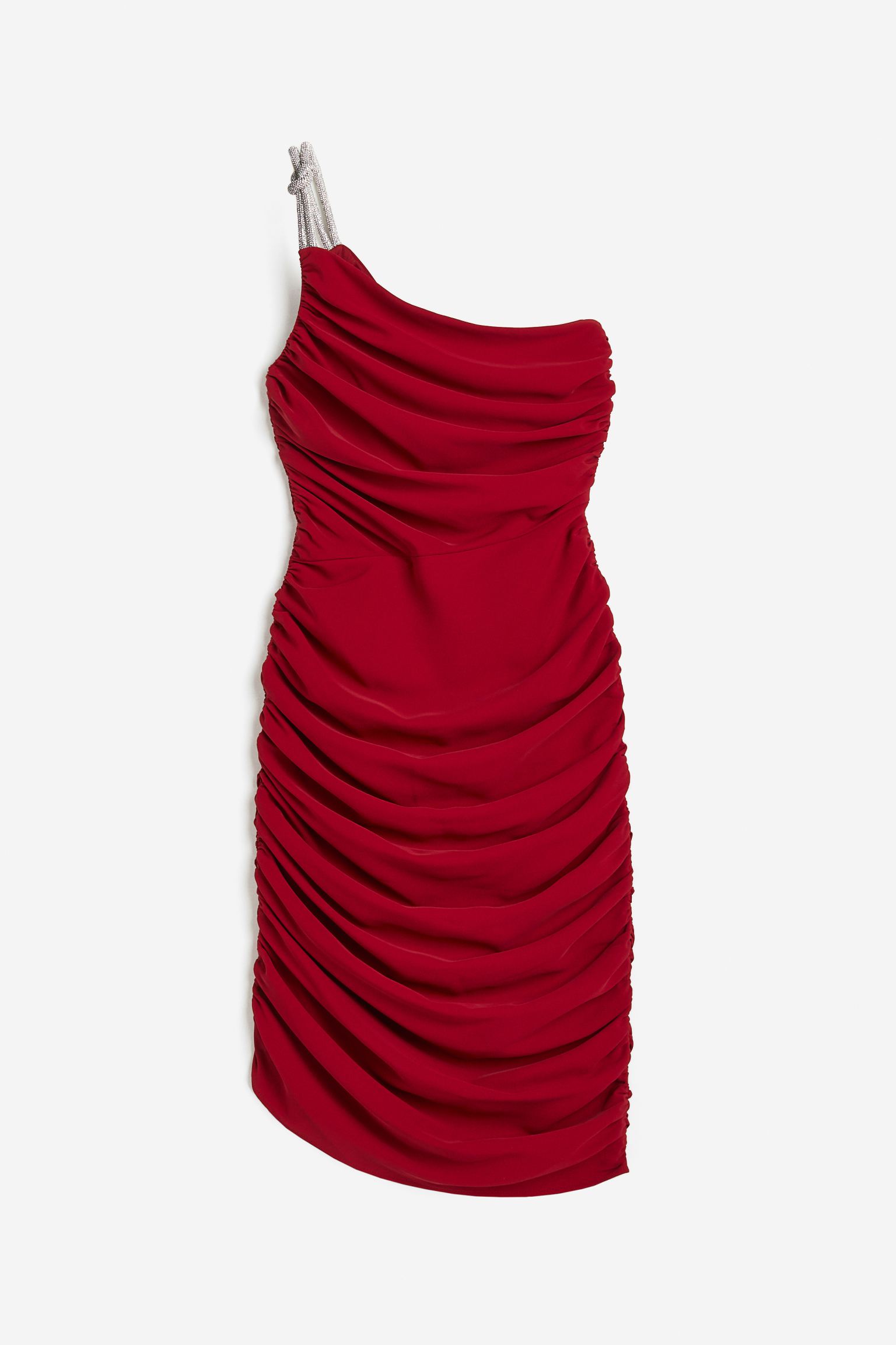 цена Платье H&M Rhinestone-strap One-shoulder, темно-красный