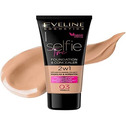 Eveline Cosmetics Selfie Time Покрывающая и увлажняющая основа и консилер 2-в-1, 30 мл № 03, ваниль