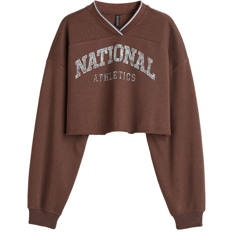 

Свитшот H&M Crop National Athletics, коричневый