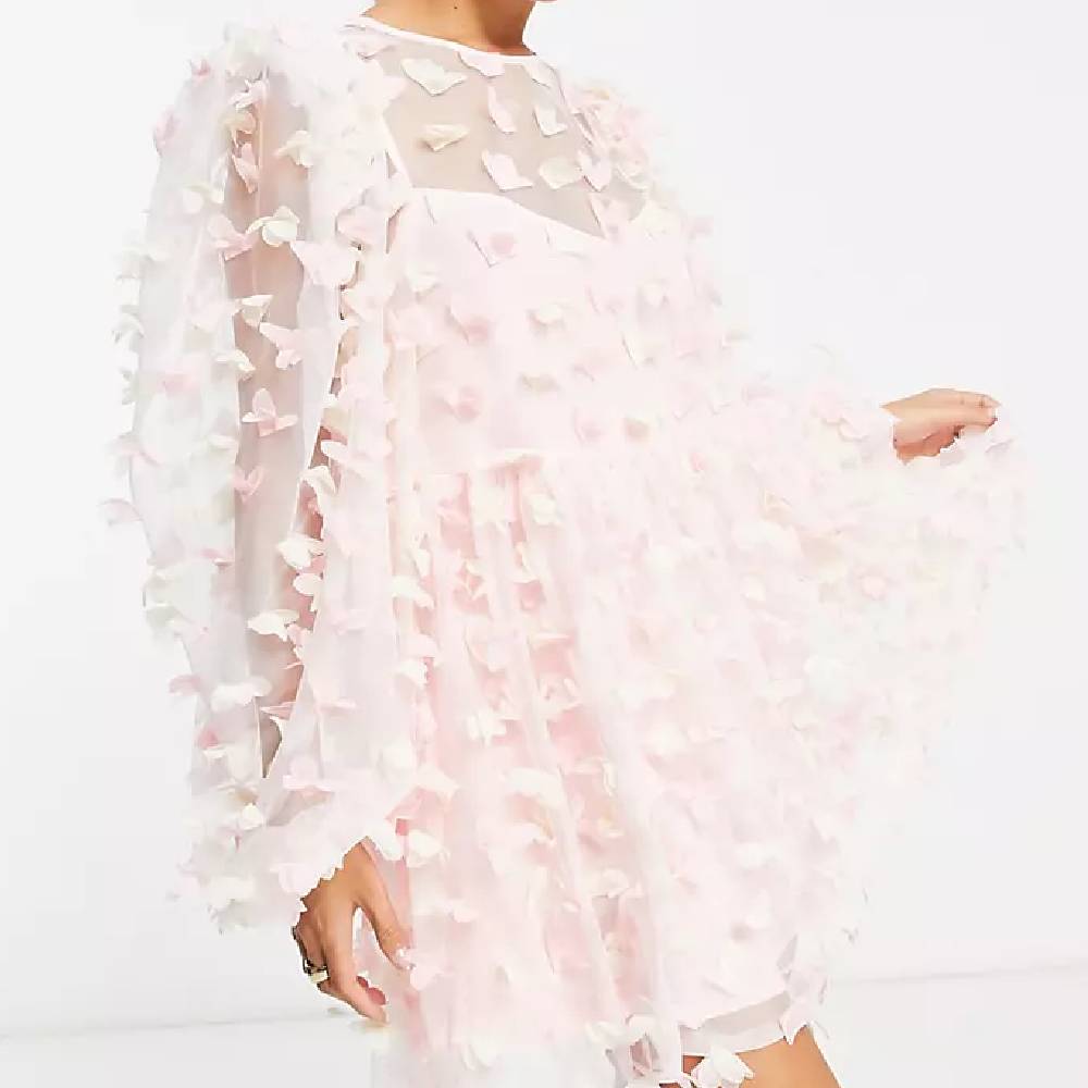 Платье Asos Edition Very Loose Mini, розовый-белый мини платье с декором окна koton черный