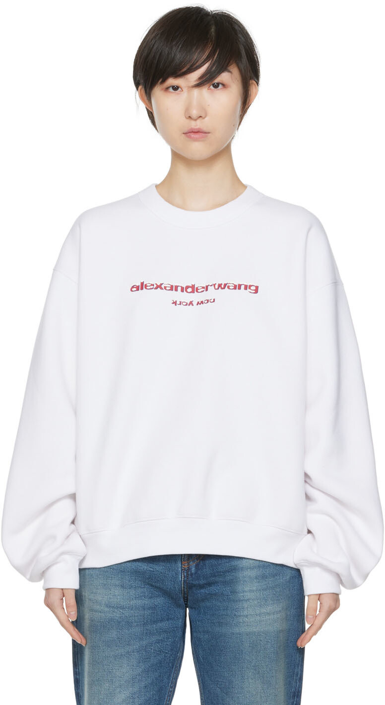 

Белая хлопковая толстовка Alexander Wang