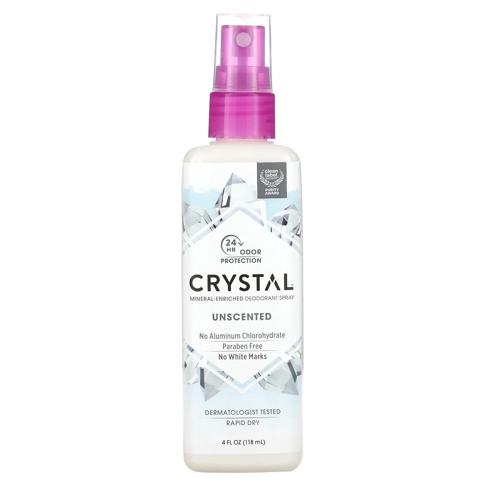 цена Crystal Body Deodorant Минеральный спрей-дезодорант без ароматизаторов 4 жидк. унц. (118 мл)