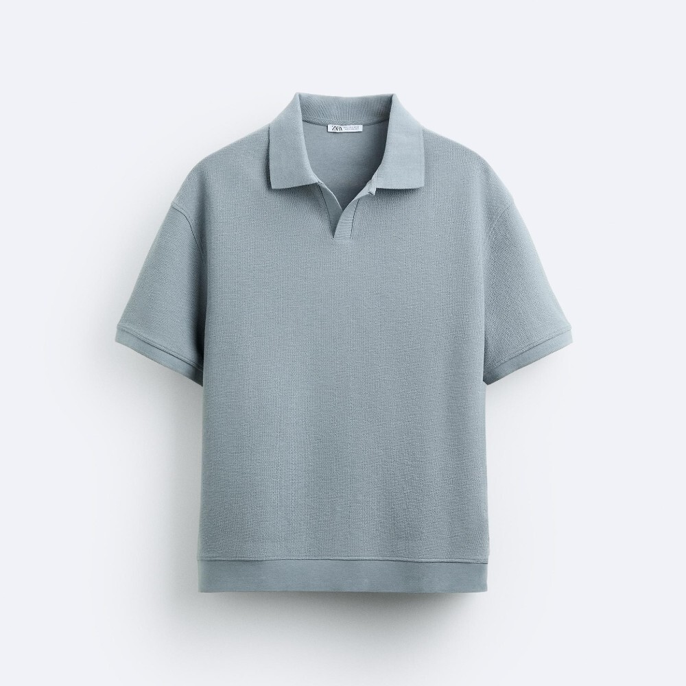 

Футболка поло Zara Vertical Jacquard, синий