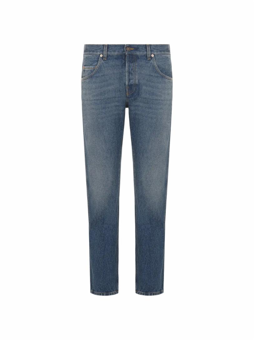 Прямые джинсы с эффектом потертости Gucci джинсы прямые new gen 28 34 синий