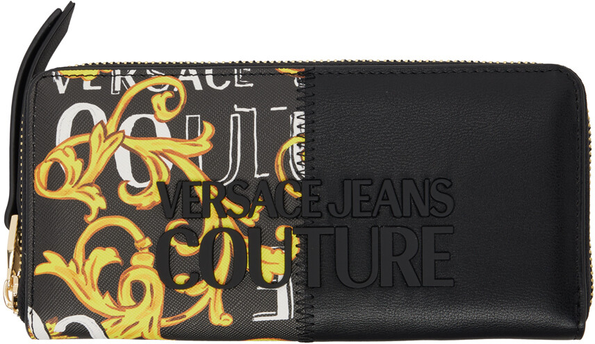 

Черный кутюрный кошелек с логотипом Versace Jeans Couture