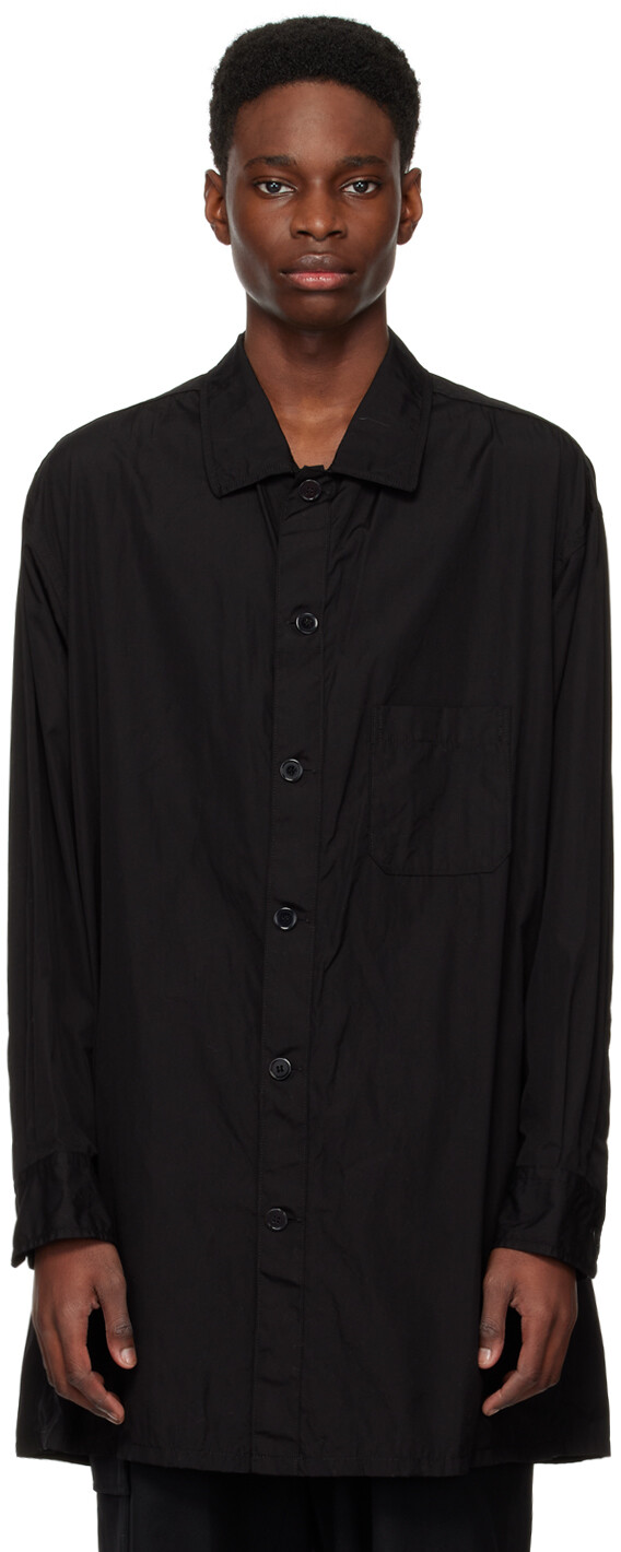 

Черная мятая рубашка Yohji Yamamoto