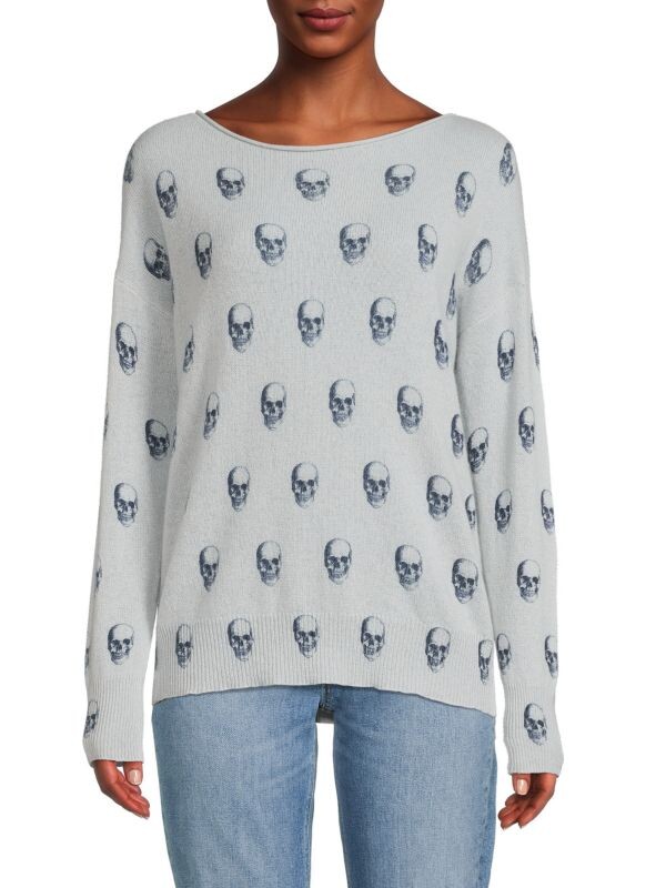 

Кашемировый Cвитер 360 Cashmere Gemma Skull с заниженными плечами, темно - синий