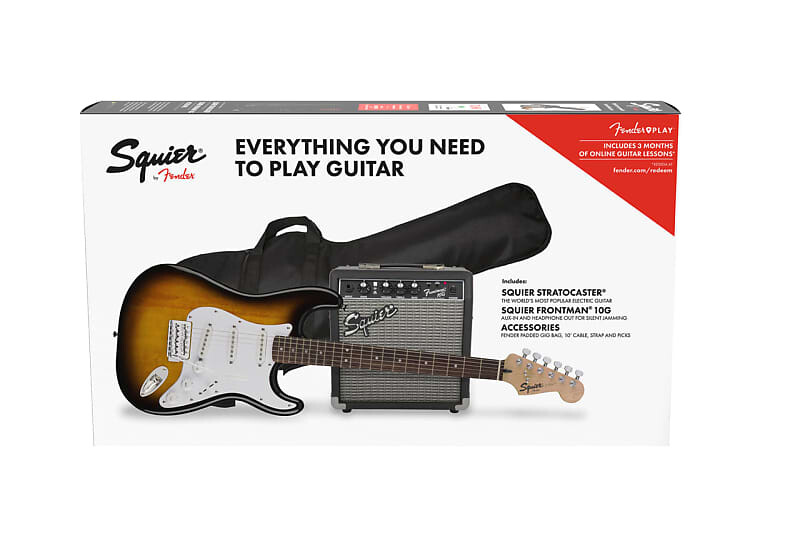 

Электрогитара Squier Stratocaster Pack с грифом Laurel, коричневым солнечным лучом, чехлом для концерта, усилителем 10G