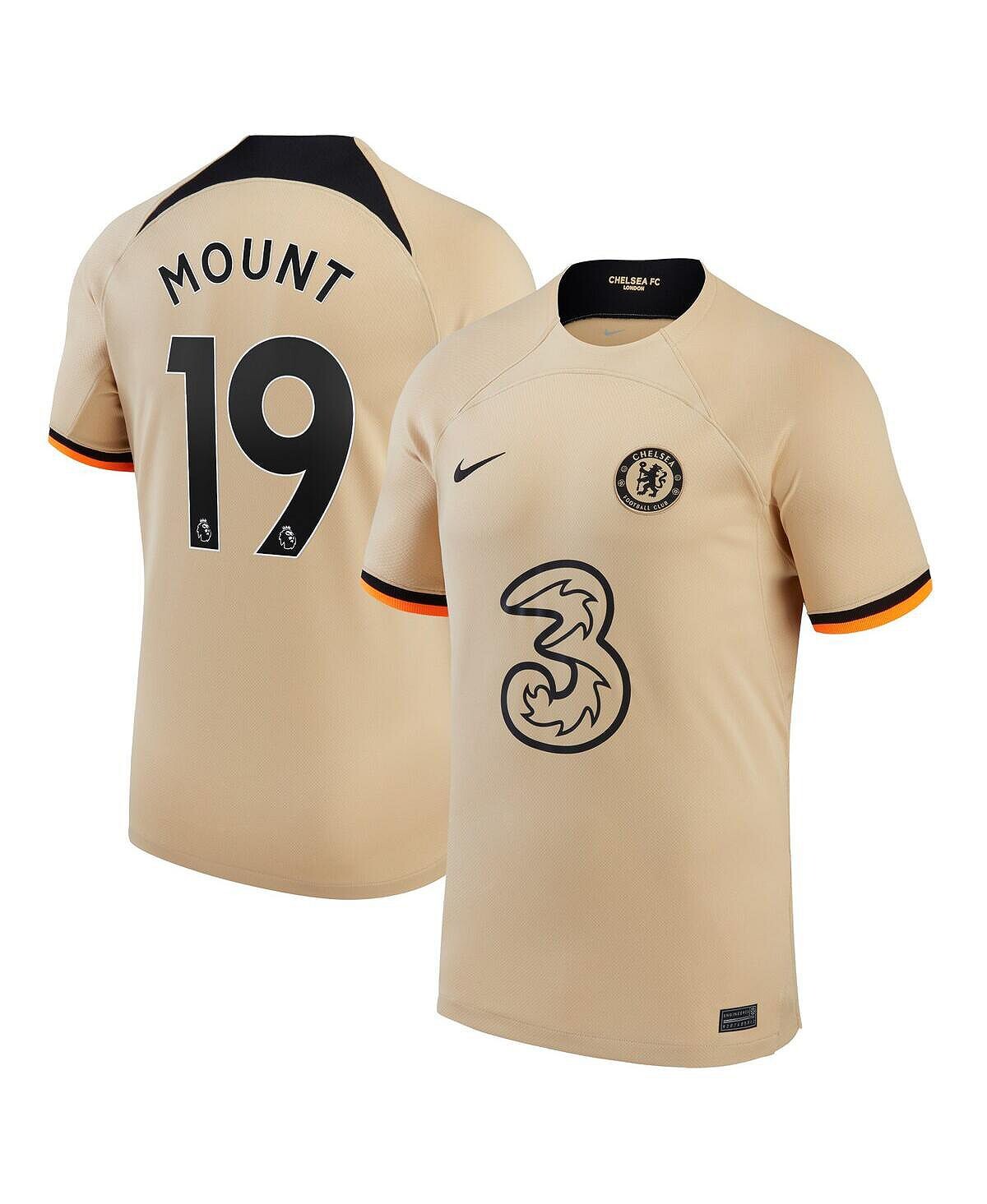 

Мужская майка mason mount gold chelsea 2022/23, третья копия игрока Nike