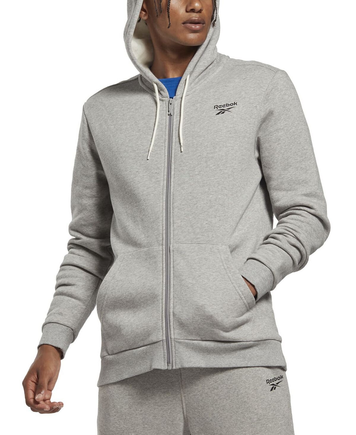 

Мужская флисовая толстовка с капюшоном на молнии с логотипом на груди Reebok