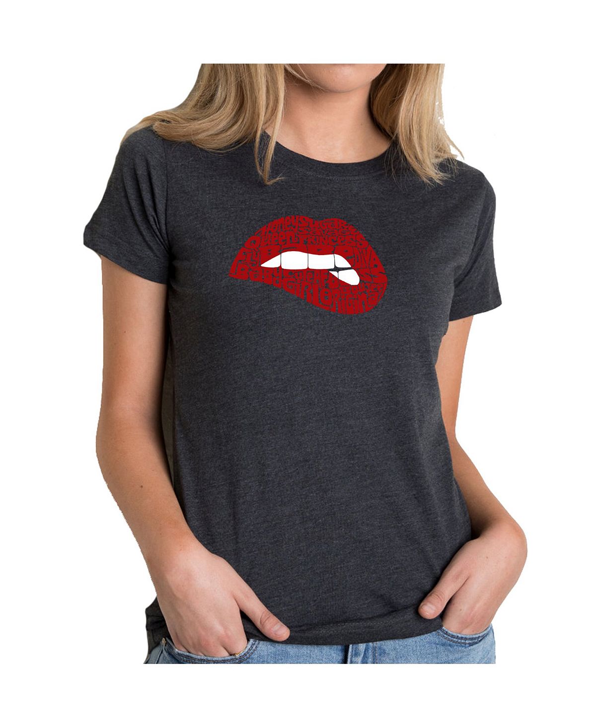 Женская футболка премиум-класса word art - savage lips LA Pop Art, черный дикари dvd