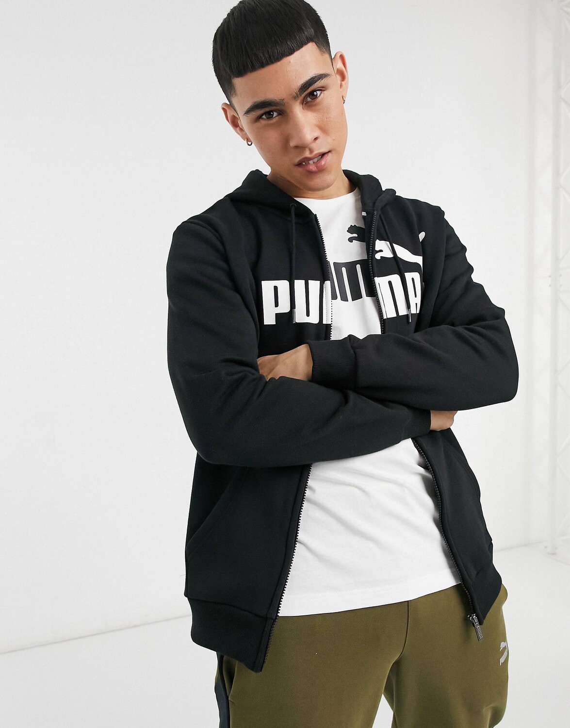 

Худи черного цвета на молнии с небольшим логотипом Puma Essentials