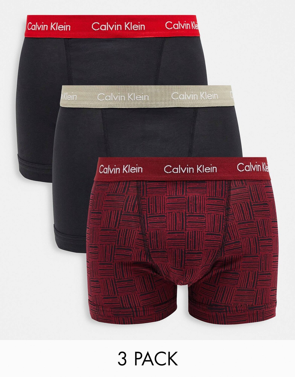 

Комплект из 3 пар трусов Calvin Klein черного цвета с цветным поясом