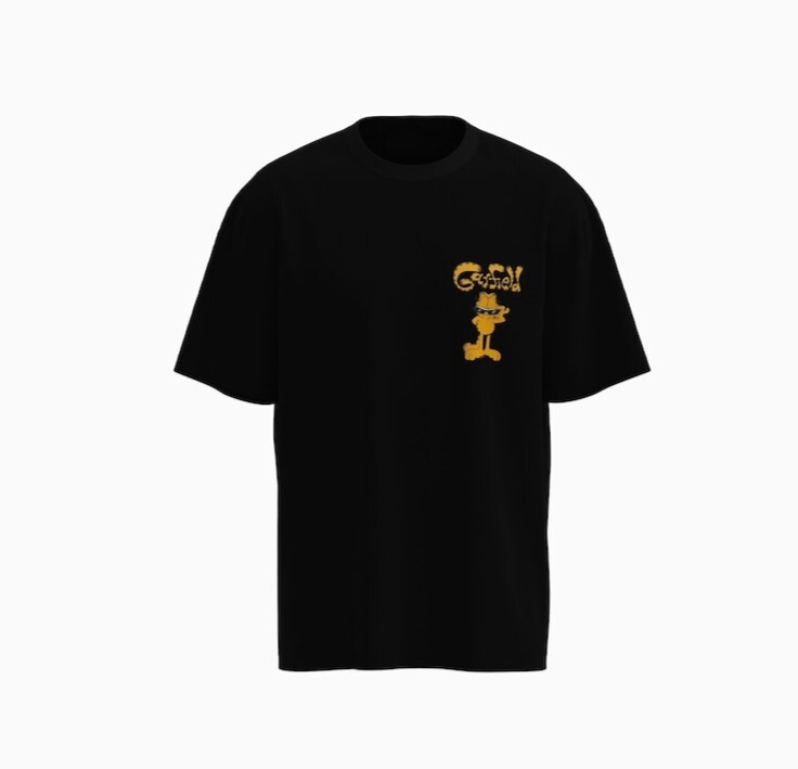 

Футболка Bershka Garfield boxy fit short sleeve, чёрный, Черный