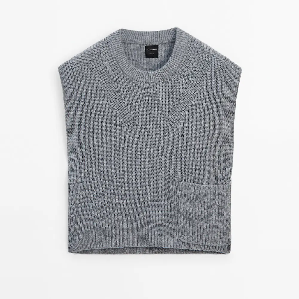 Свитер-жилет Massimo Dutti Knit With Pocket Detail - Studio, серый