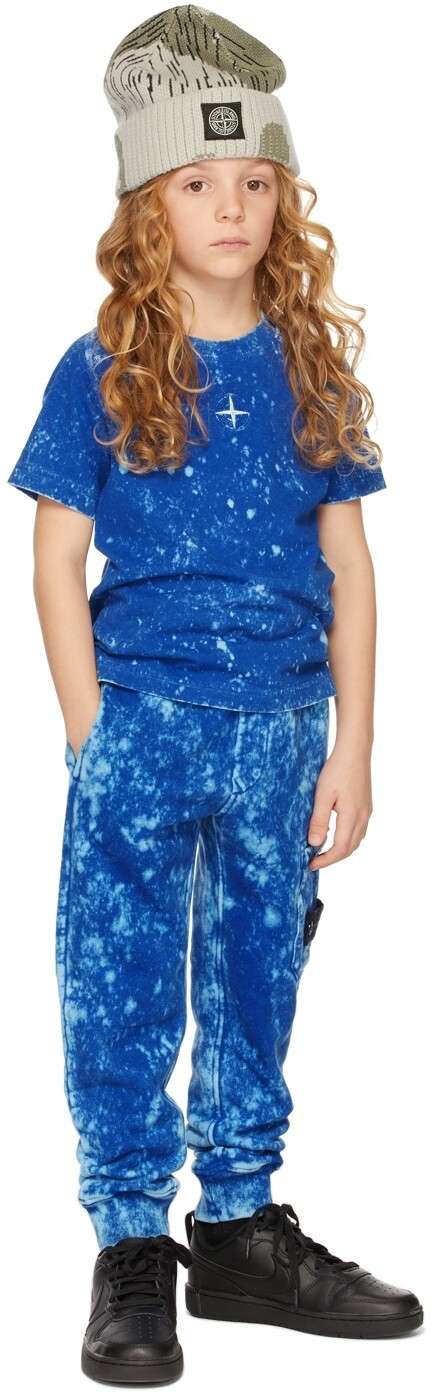 

Детская синяя перекрашенная футболка Stone Island Junior