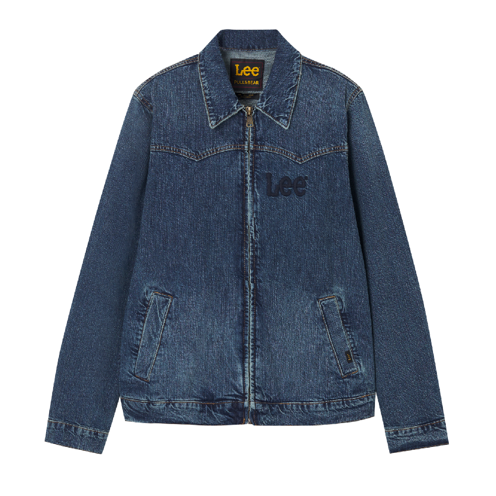 Джинсовая куртка Lee x Pull&Bear Zip Fastening, синий джинсовая куртка msk bear размер l серый синий
