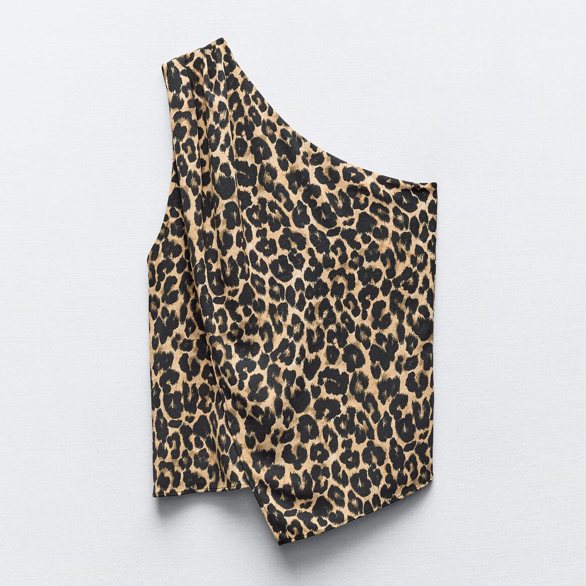 Топ Zara Leopard Animal Print Asymmetric, коричневый/мультиколор