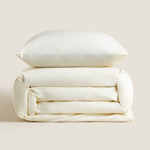 

Пододеяльник с отделкой по краю Zara Home Duvet Cover With Piping, светло-серый