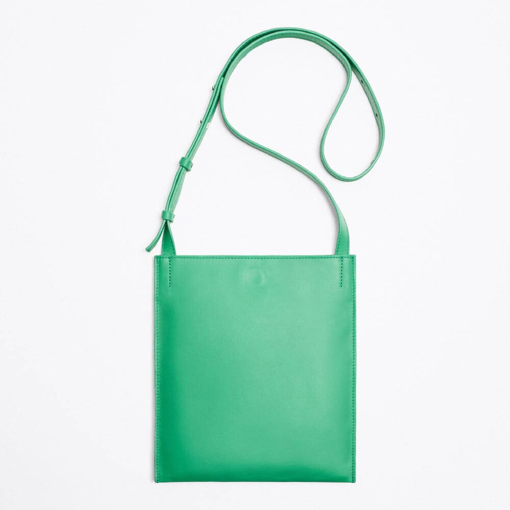 Сумка Zara Leather Crossbody, ярко-зеленый