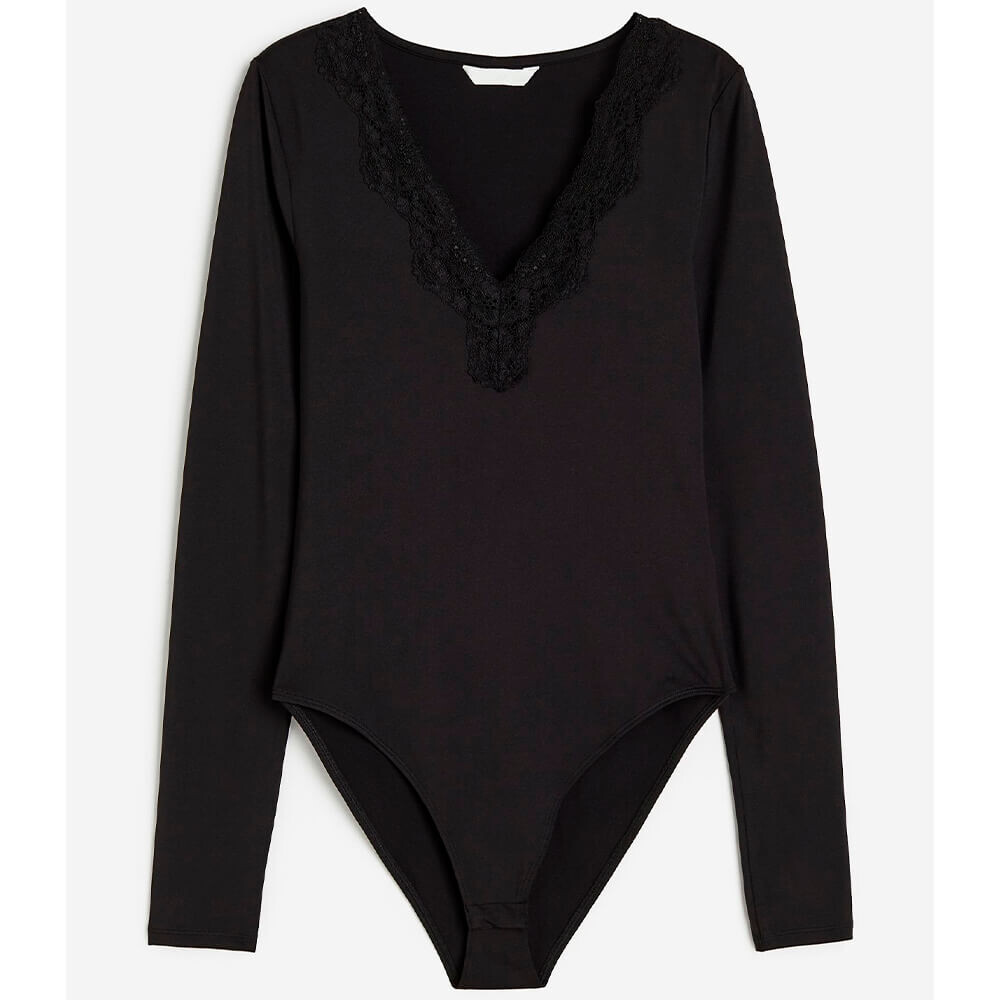 

Боди H&M Lace-trimmed, черный