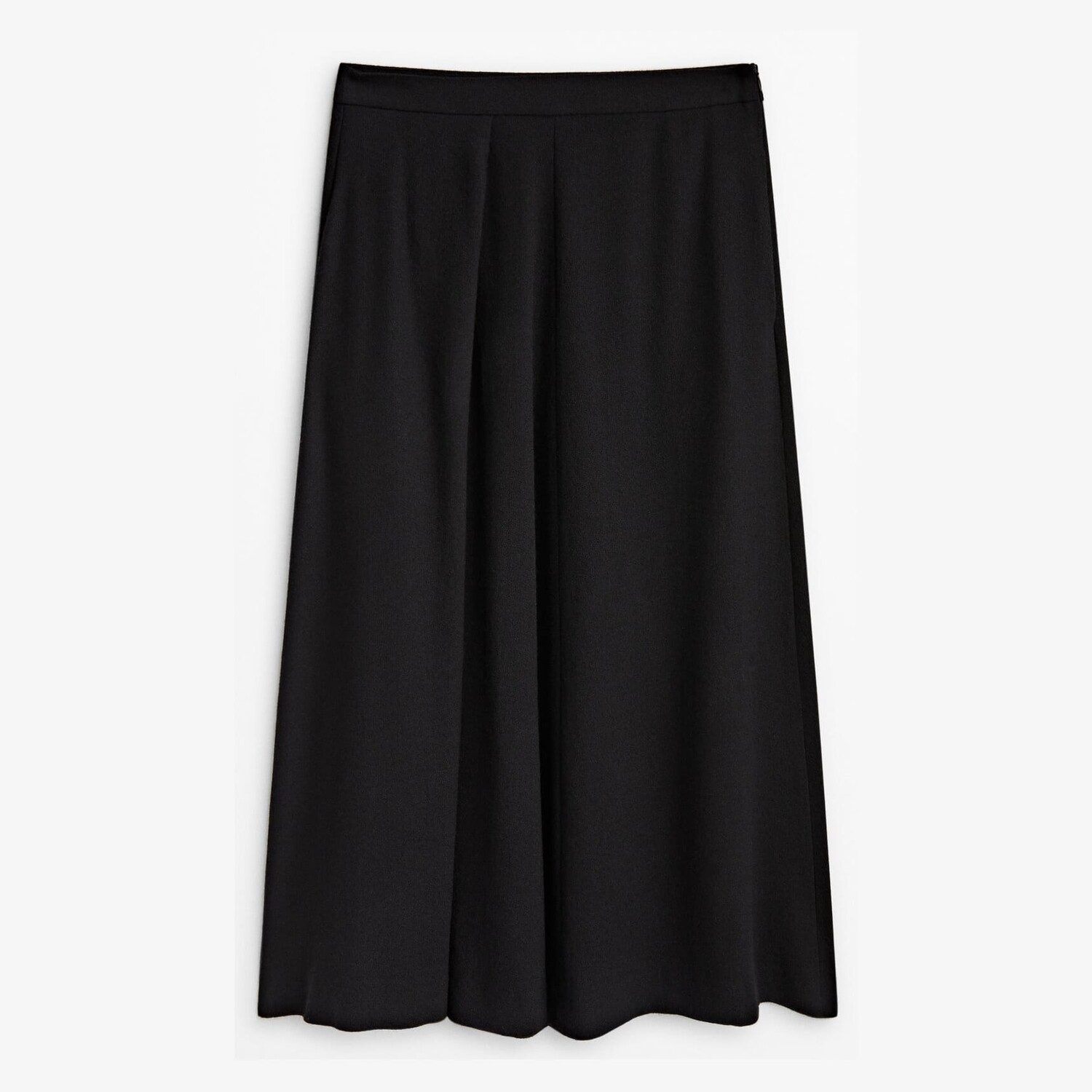 

Юбка Massimo Dutti Flounce Midi With Pleat Detail, черный