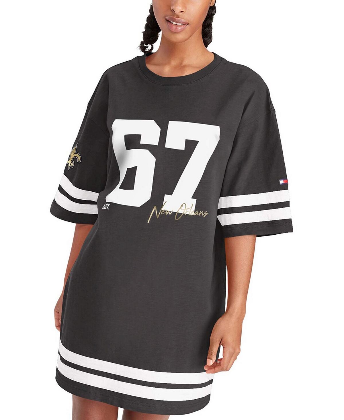 

Женское черное платье с половиной рукавов New Orleans Saints Clair Tommy Hilfiger, черный