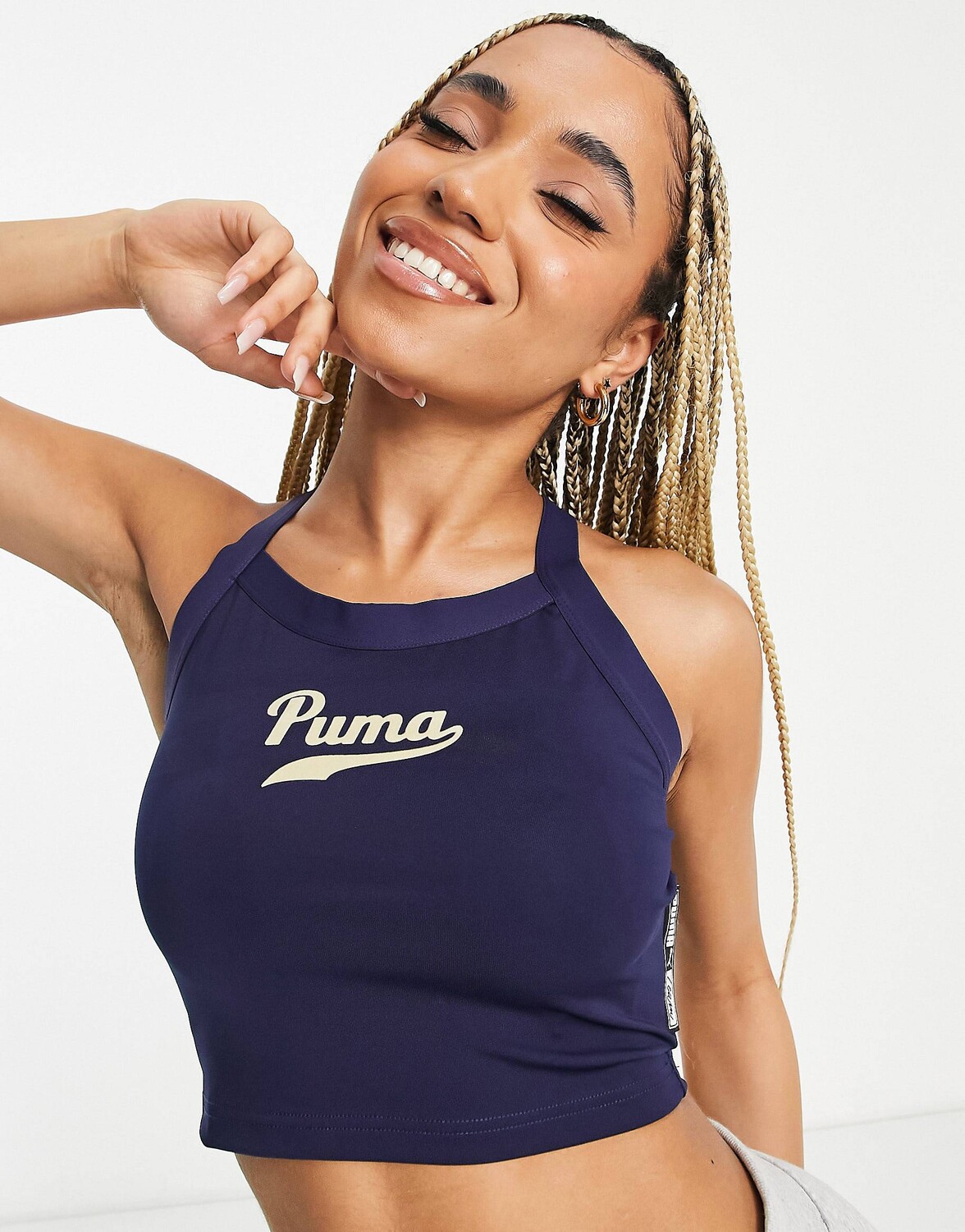 

Темно-синий университетский бюстгальтер без рукавов Puma