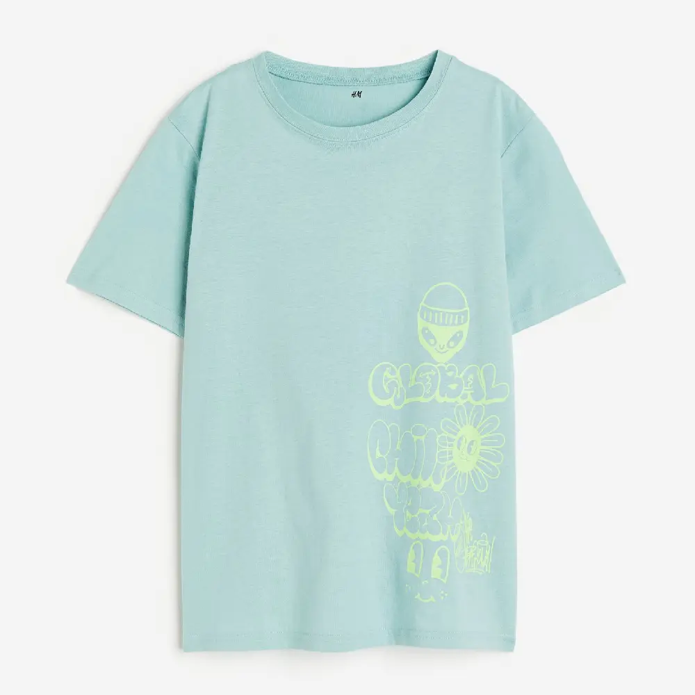 

Футболка H&M Kids Jersey With A Print Graffiti, бирюзовый