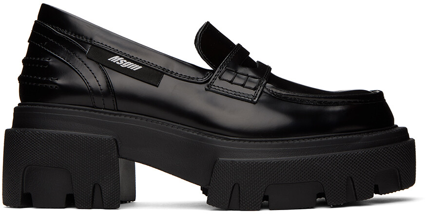 

Черные кожаные лоферы на платформе MSGM