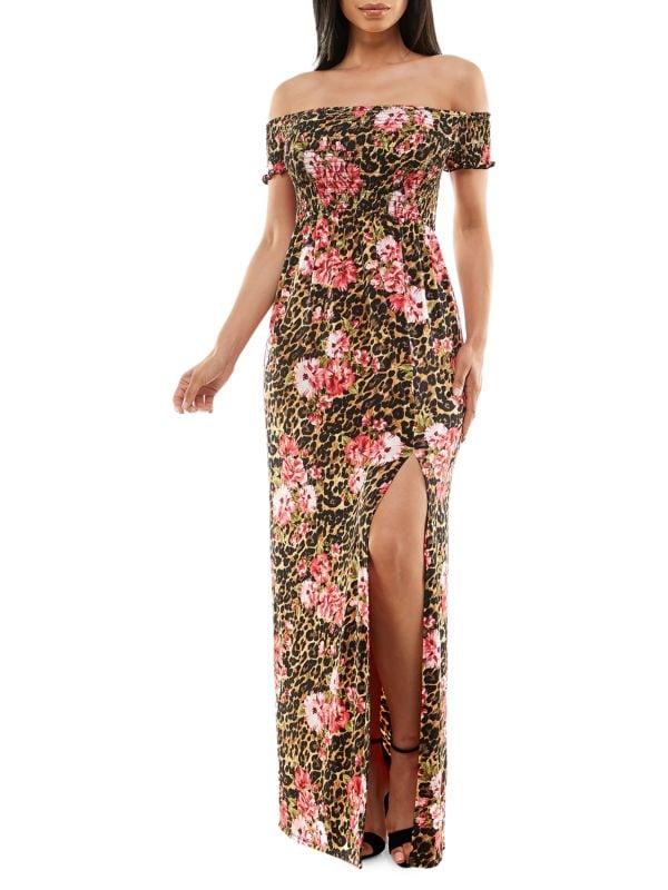 цена Присборенное платье макси с принтом Bebe Brown multicolor