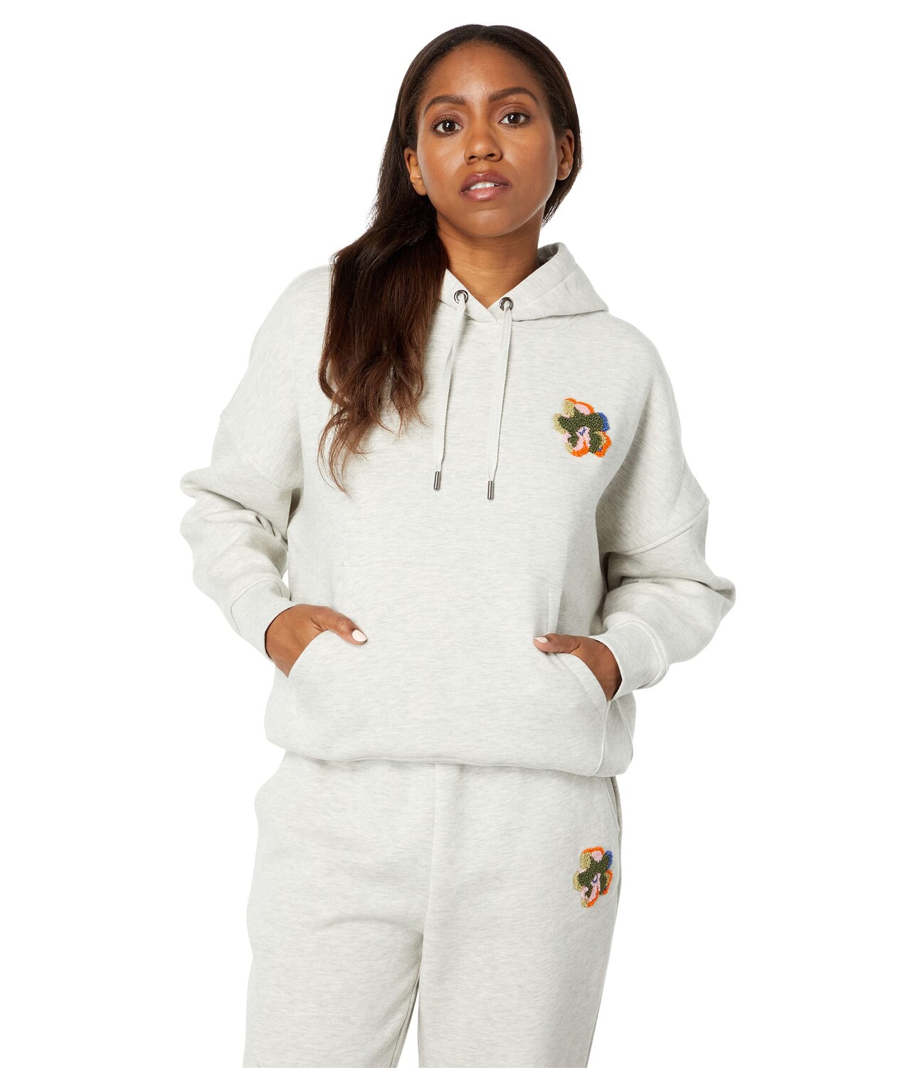 

Худи Ted Baker, Karrlaa Hoodie w/ Flower Patch, Серый
