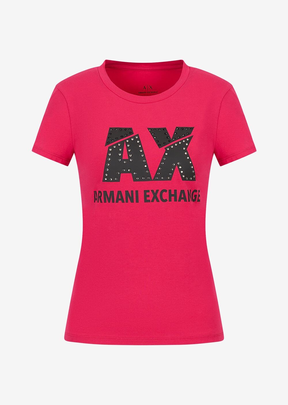 

Футболка узкого кроя из эластичного хлопкового джерси Armani Exchange, фуксия
