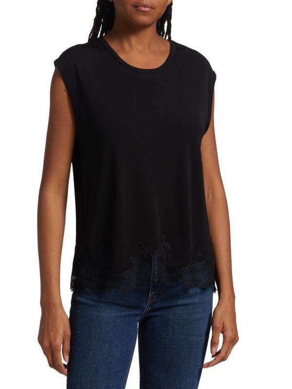 

Трикотажный топ Rag&Bone с кружевной отделкой Muscle, чёрный