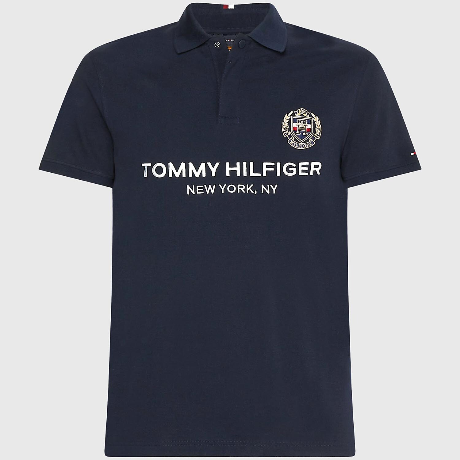 

Поло Tommy Hilfiger Crest Logo Slim Fit, темно-синий