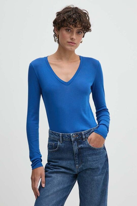 

Хлопковая рубашка с длинным рукавом United Colors of Benetton, синий
