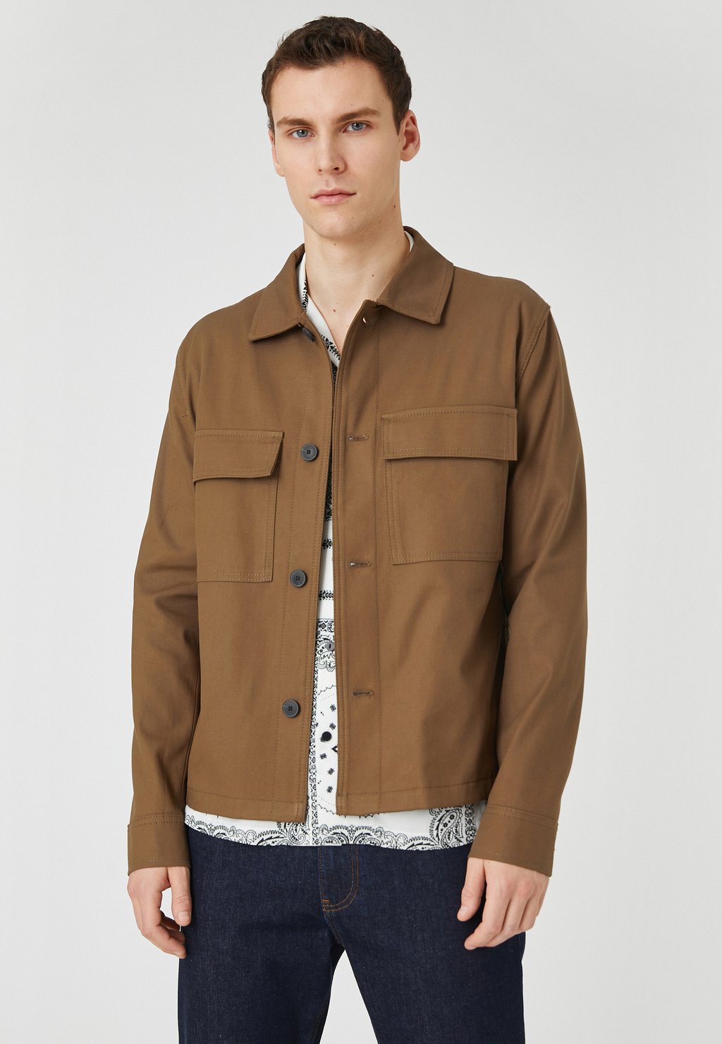 Рубашка POCKET DETAILED CLASSIC NECK BUTTONED Koton, цвет brown