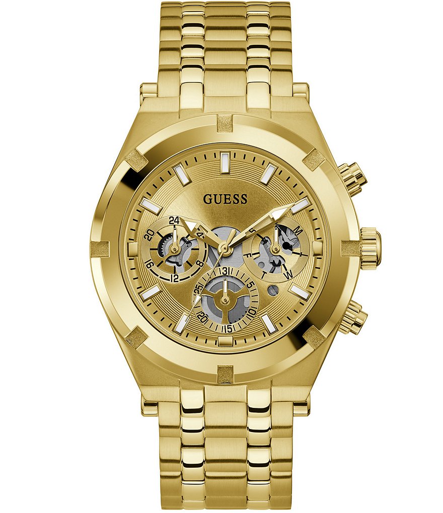 цена Guess Мужские многофункциональные золотистые часы-браслет Continental Bling, золотой