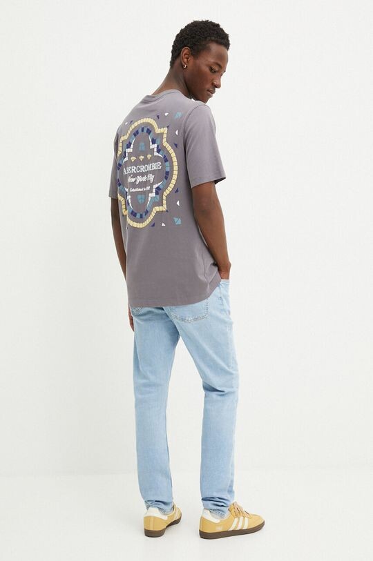 

Хлопковая футболка Abercrombie & Fitch, серый