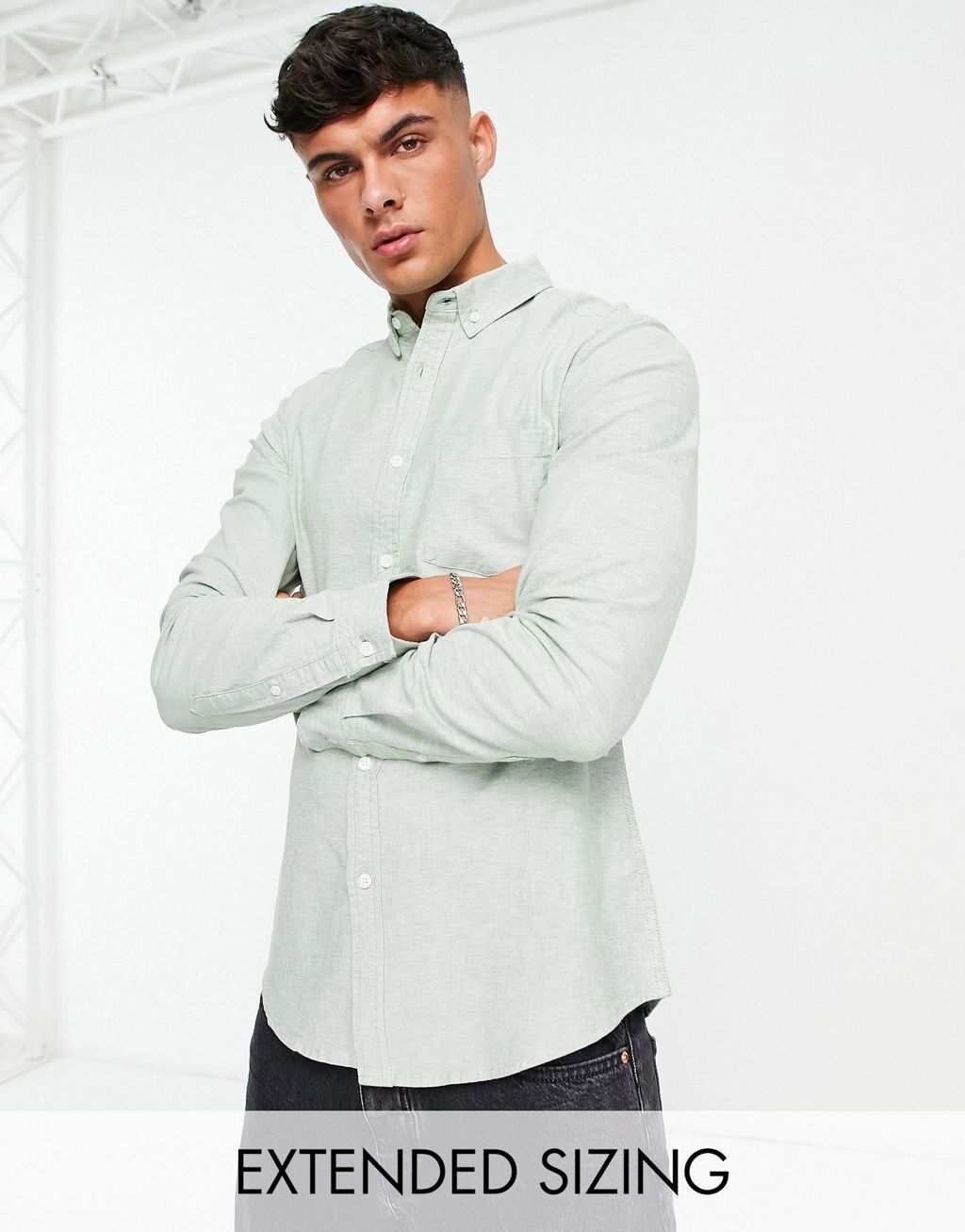 

Зеленая оксфордская рубашка узкого кроя ASOS DESIGN