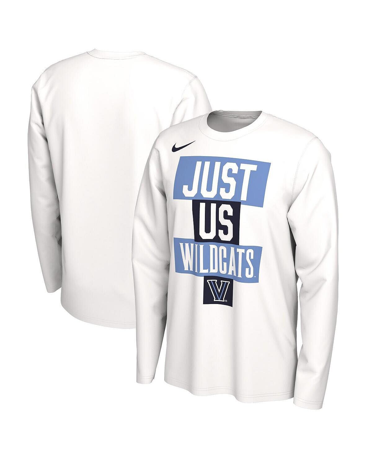 

Мужская белая футболка с длинным рукавом villanova wildcats 2021 postseason basketball just us bench legend Nike, белый
